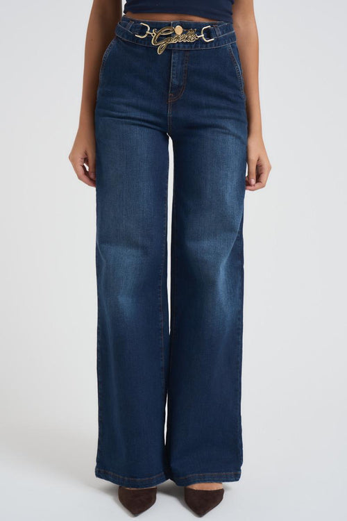 Jeans donna a palazzo in dfenim scuro