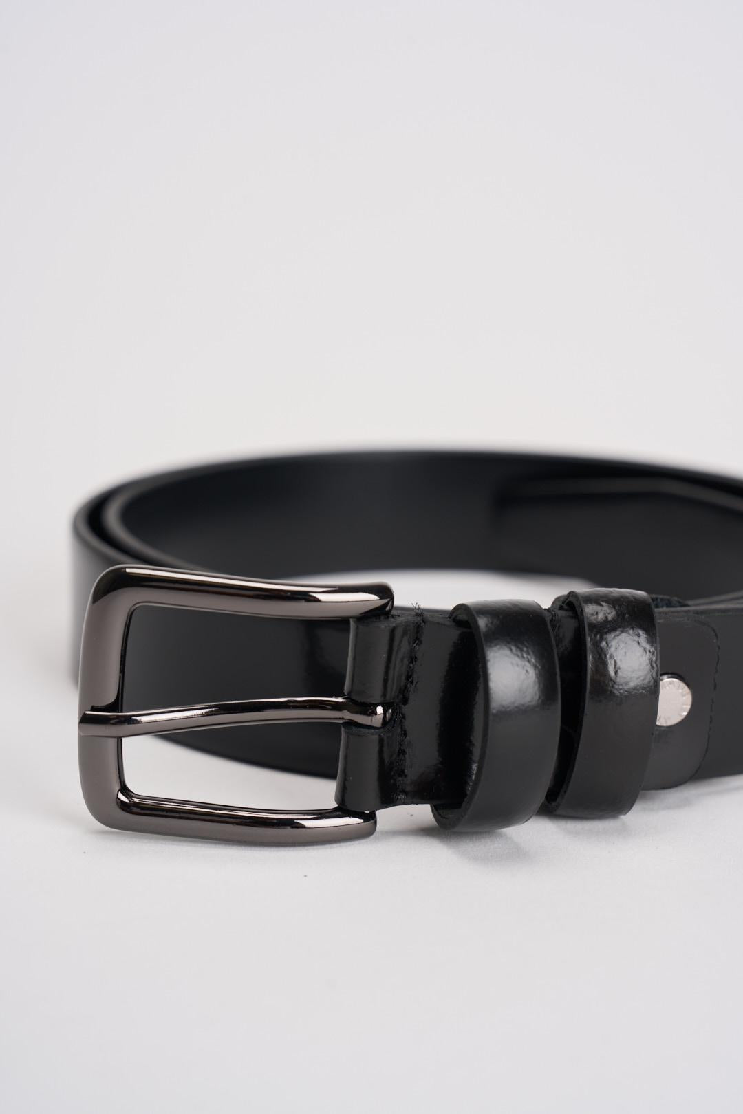 Cintura uomo in pelle nera V004 NERO OUTFIT 