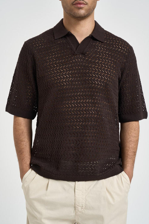 Polo uomo traforata marrone