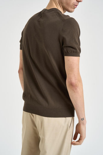 T-shirt uomo girocollo in maglia marrone - 3