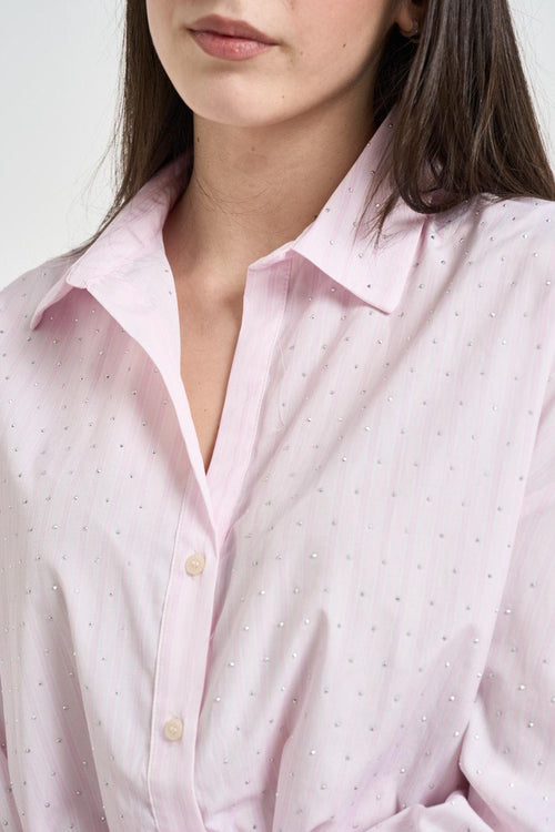 Camicia donna con strass rosa - 2