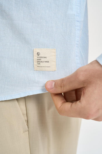 Camicia uomo in misto lino e cotone azzurra - 4