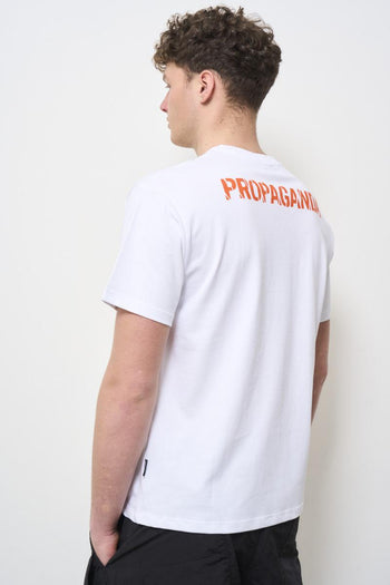 Men's white crew neck T-shirt with colorful print - 4