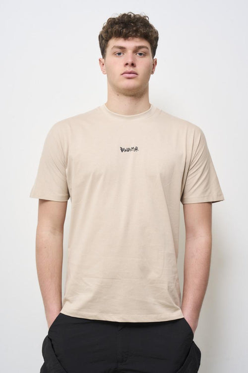 Men's ivory crew neck T-shirt with print