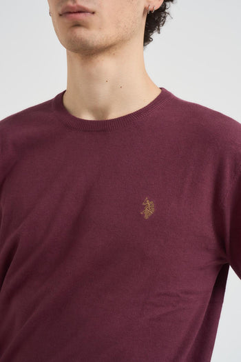 Maglia uomo girocollo cotone e cashmere bordeaux - 3