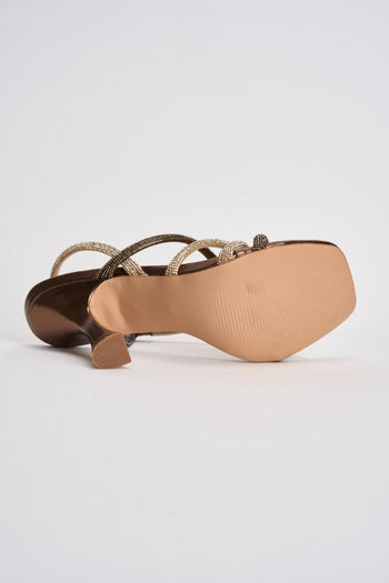 Sandalo donna bronzo con strass - 8