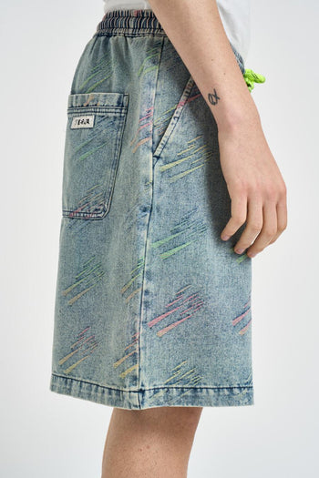 Bermuda uomo in denim lavato - 3