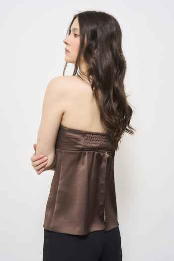 Women's brown bandeau top - 3