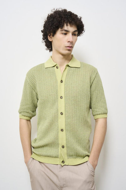 Polo uomo in maglia bicolor verde