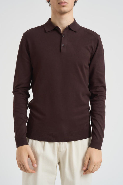 Maglia uomo con collo a polo marrone