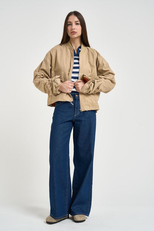Bomber donna con coulisse beige