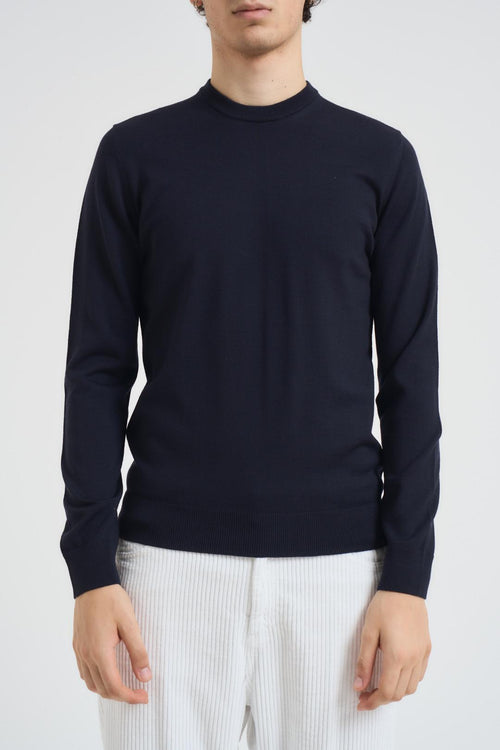 Girocollo uomo in lana blu