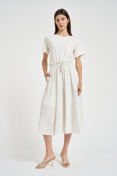 Abito donna lungo a righe bianco - 1