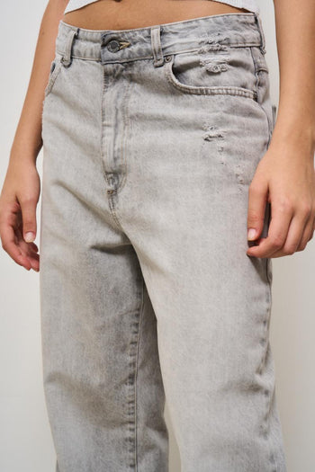 Jeans donna baggy grigio - 5