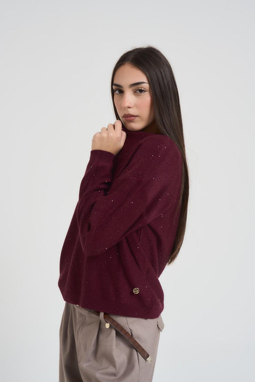 Maglia donna girocollo bordeaux - 2