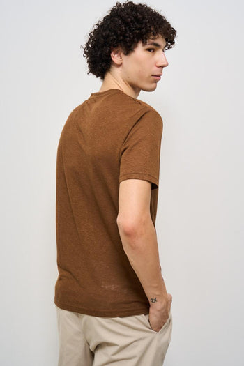 T-shirt uomo in maglia marrone - 3