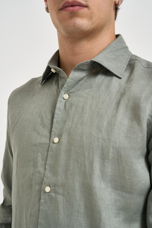 Camicia uomo in lino verde - 2