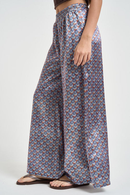 Pantalone donna fantasia bandana celeste - 2