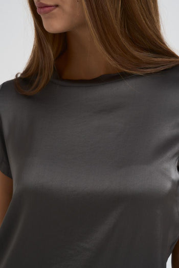 T-shirt donna girocollo grigio antracite - 5