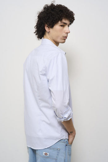 Camicia uomo a righe sottili celeste - 5