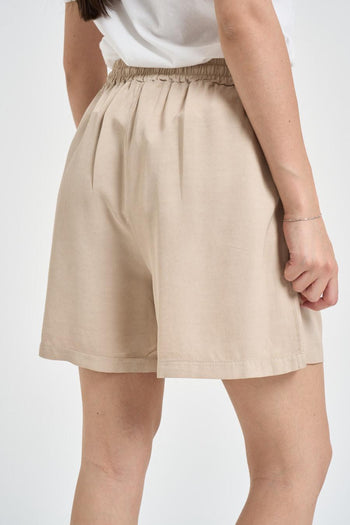 Shorts donna con coulisse beige - 4