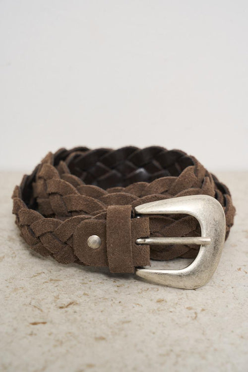 Cintura donna intrecciata camoscio marrone - 2