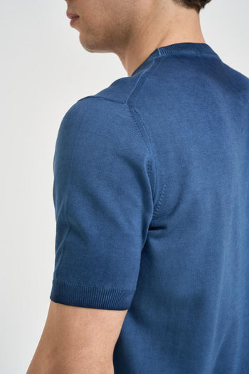 T-shirt uomo in maglia blu - 4