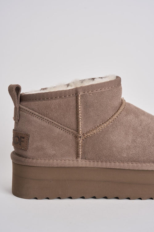 Stivale donna con suola platform in pelle scamosciata tortora - 2