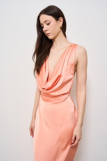 Abito donna lungo Lolita rosa salmone - 5