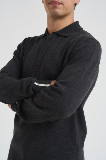 Polo uomo in maglia antracite - 5