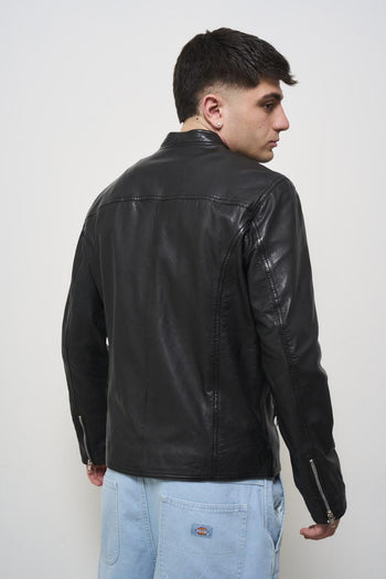 Men's black leather jacket - 6