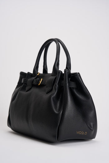 Borsa donna in ecopelle martellata nera - 3