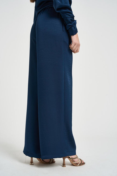 Pantalone donna satinato blu - 2