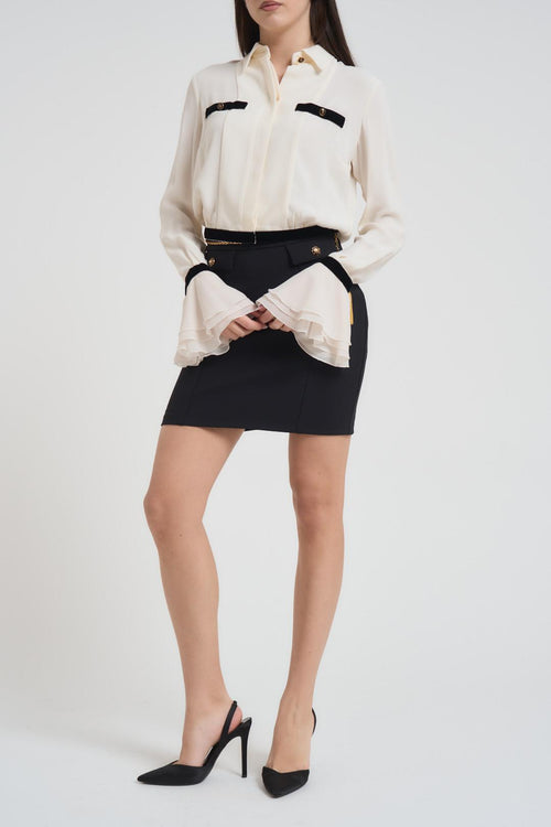 Camicia donna con maniche rouche ecru