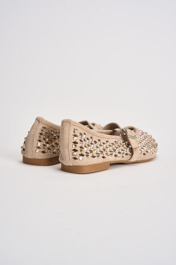 Ballerina donna con strass beige - 4