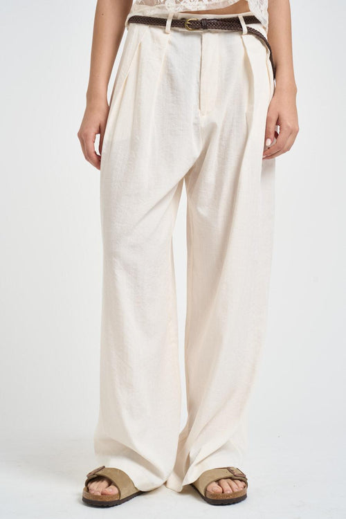 Pantalone donna con pinces panna
