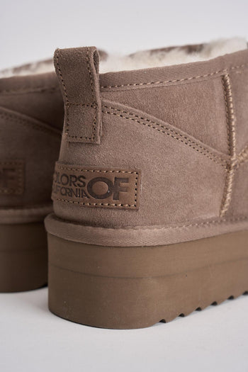 Stivale donna con suola platform in pelle scamosciata tortora - 8