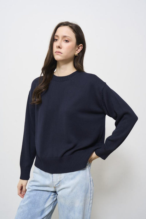 Maglia donna girocollo blu