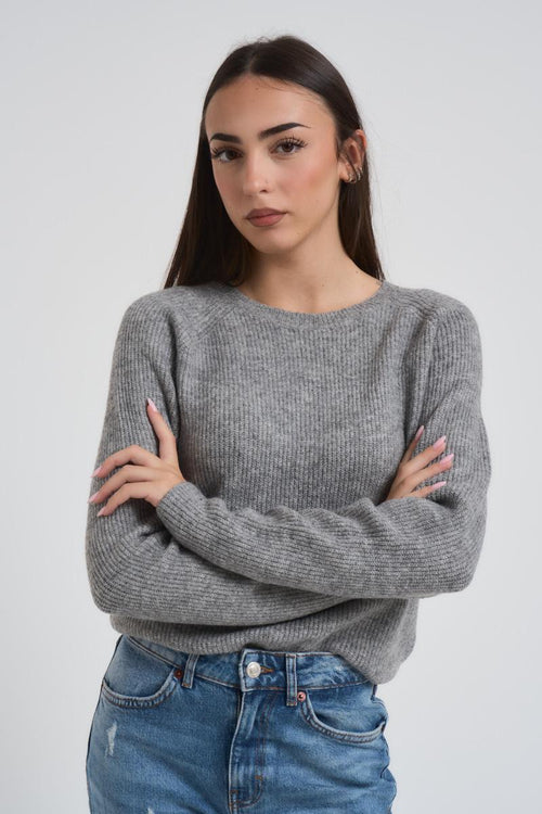 Maglia donna grigia a costine - 2