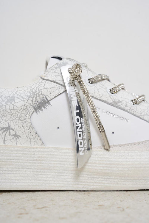 Women's leather sneakers with glitter details - 2