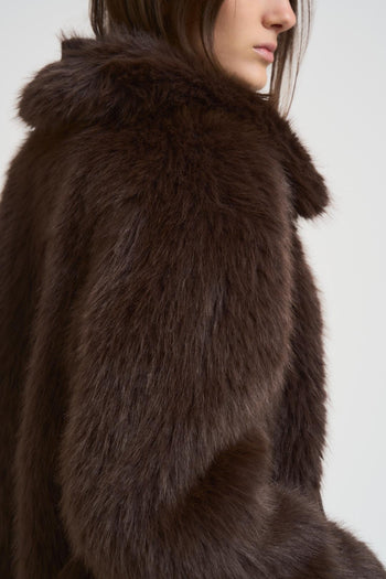 Ecopelliccia donna corta marrone - 5