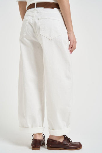 Jeans donna balloon in denim bianco - 5