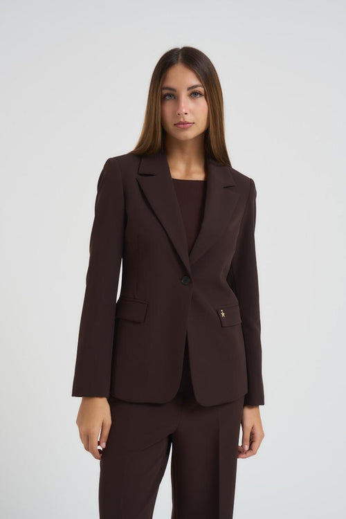 Giacca donna monopetto marrone - 2