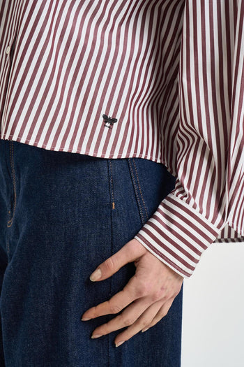 Camicia donna a righe bordeaux - 7