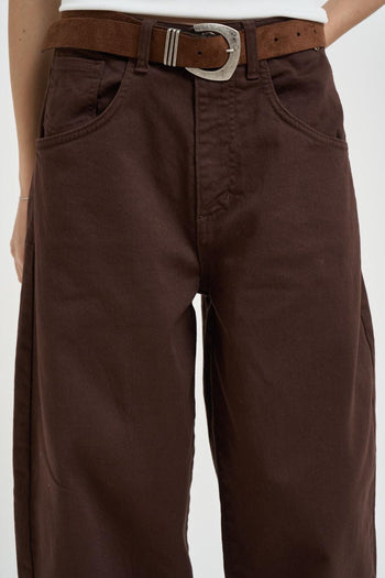 Jeans donna balloon marrone - 4