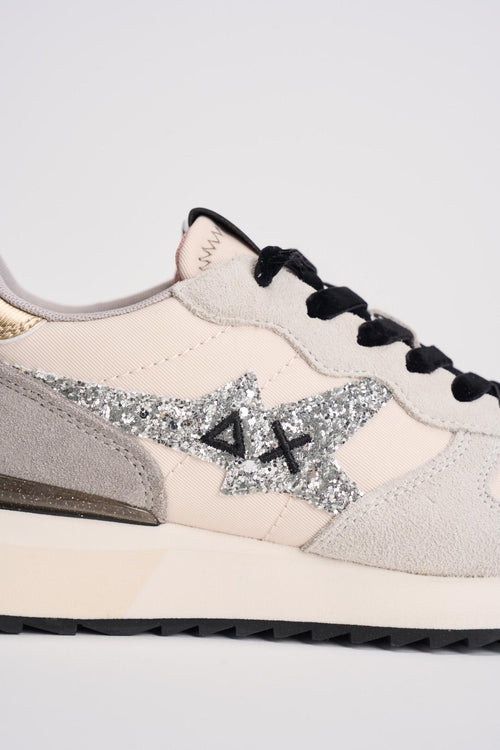 Sneakers donna bianche e grigie con glitter - 2