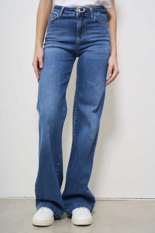 Jeans donna flare in denim scuro