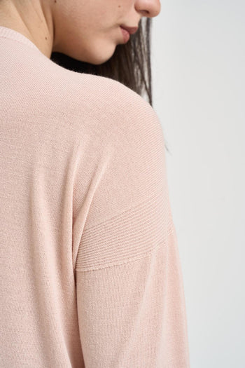 Maglia donna scollo a barca rosa cipria - 4