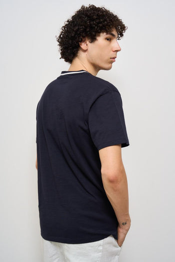 T-shirt uomo girocollo blu e bianca - 3