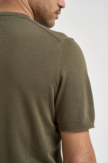 T-shirt uomo in maglia verde militare - 4